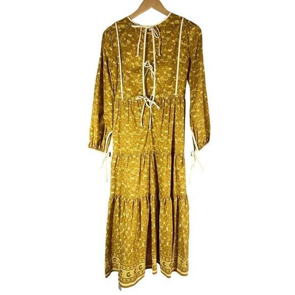 Christy Dawn Tallulah Midi Cottagecore Dress Size XS Goldenrod - Picture 2 of 14